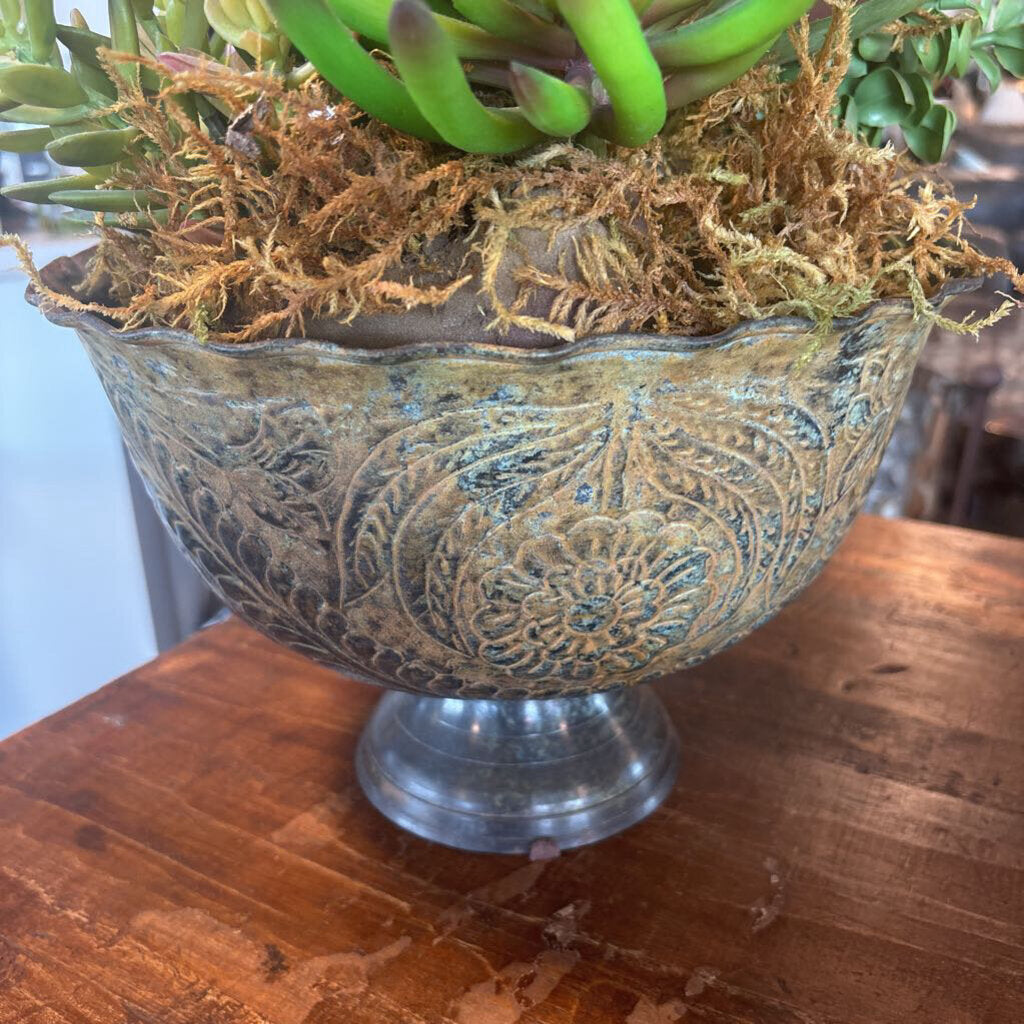 Metal Pot W/ Succulents- 11X11X12H