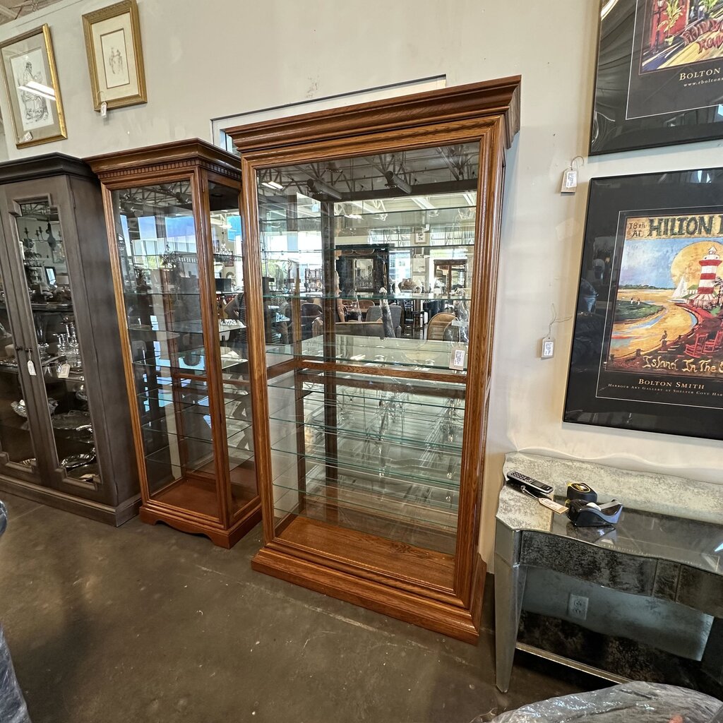 Philip Reinisch Oak Curio Cabinet Slide Door - 40X15X80H