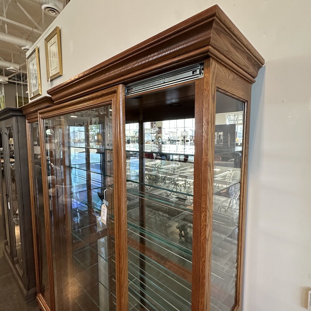 Philip Reinisch Oak Curio Cabinet Slide Door - 40X15X80H