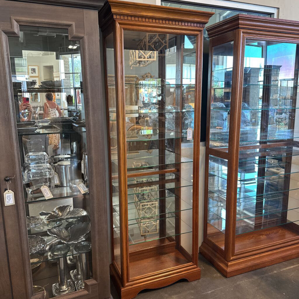 Philip Reinisch Oak Curio Cabinet W/ Side Door- 25X14X80H