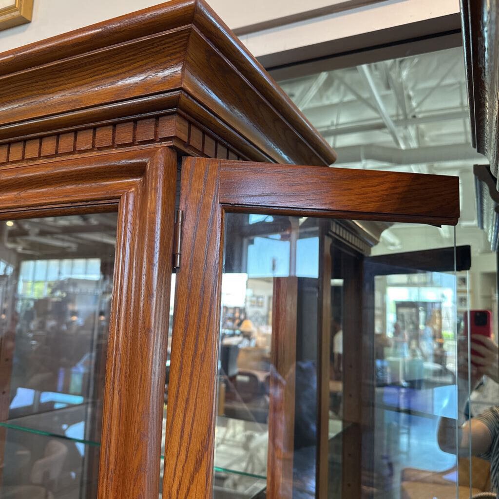 Philip Reinisch Oak Curio Cabinet W/ Side Door- 25X14X80H