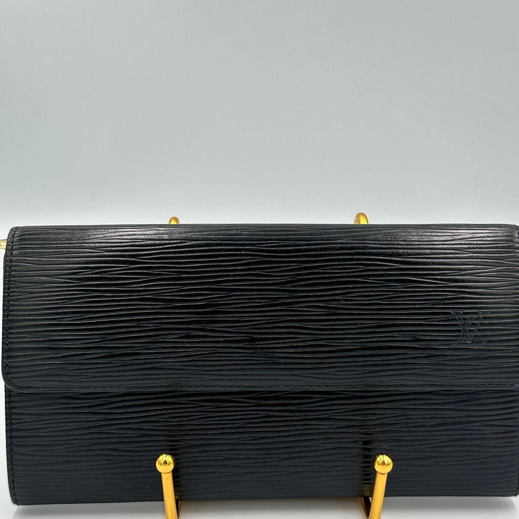 Louis Vuitton Black Epi Leather Sarah Long Flap Wallet
