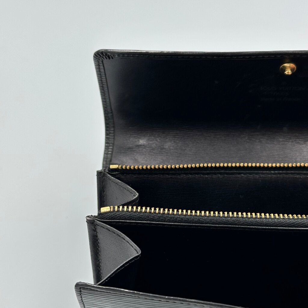 Louis Vuitton Black Epi Leather Sarah Long Flap Wallet