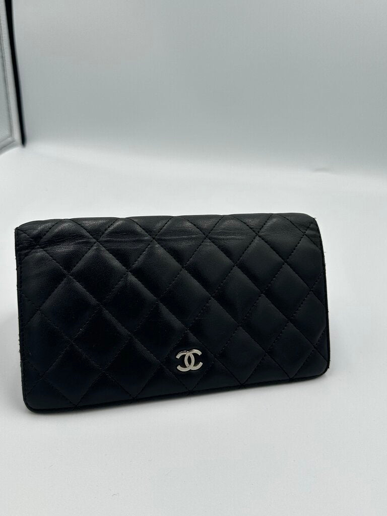 Chanel Matelasse Black Leather Classic Long Bifold Wallet