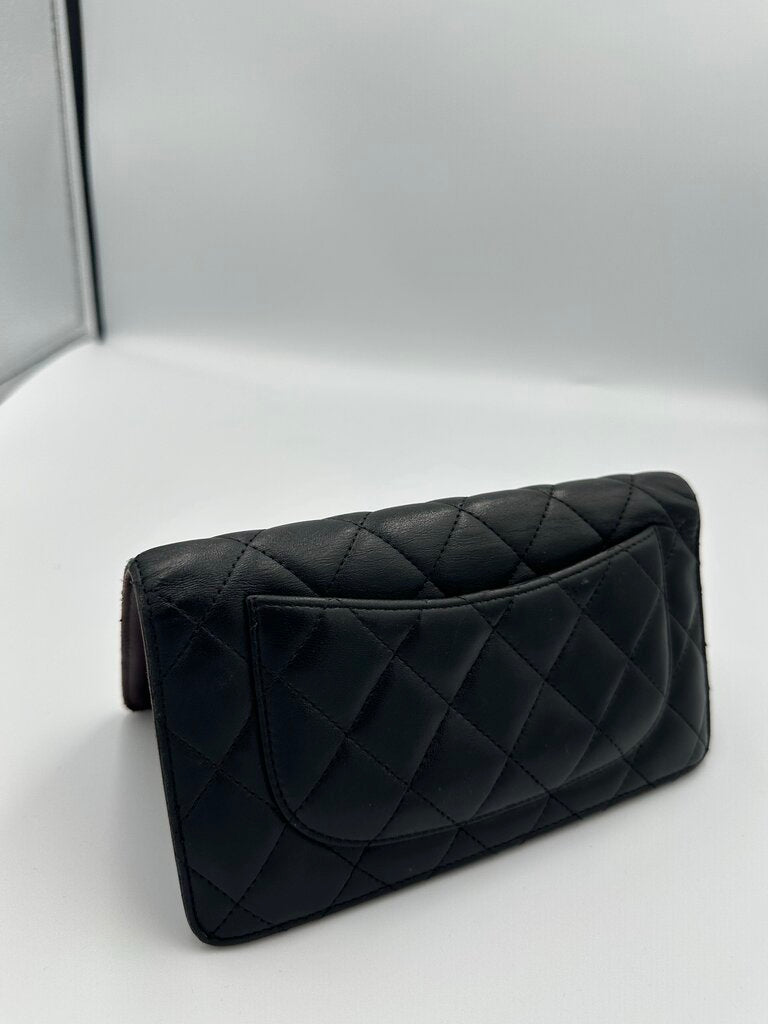 Chanel Matelasse Black Leather Classic Long Bifold Wallet