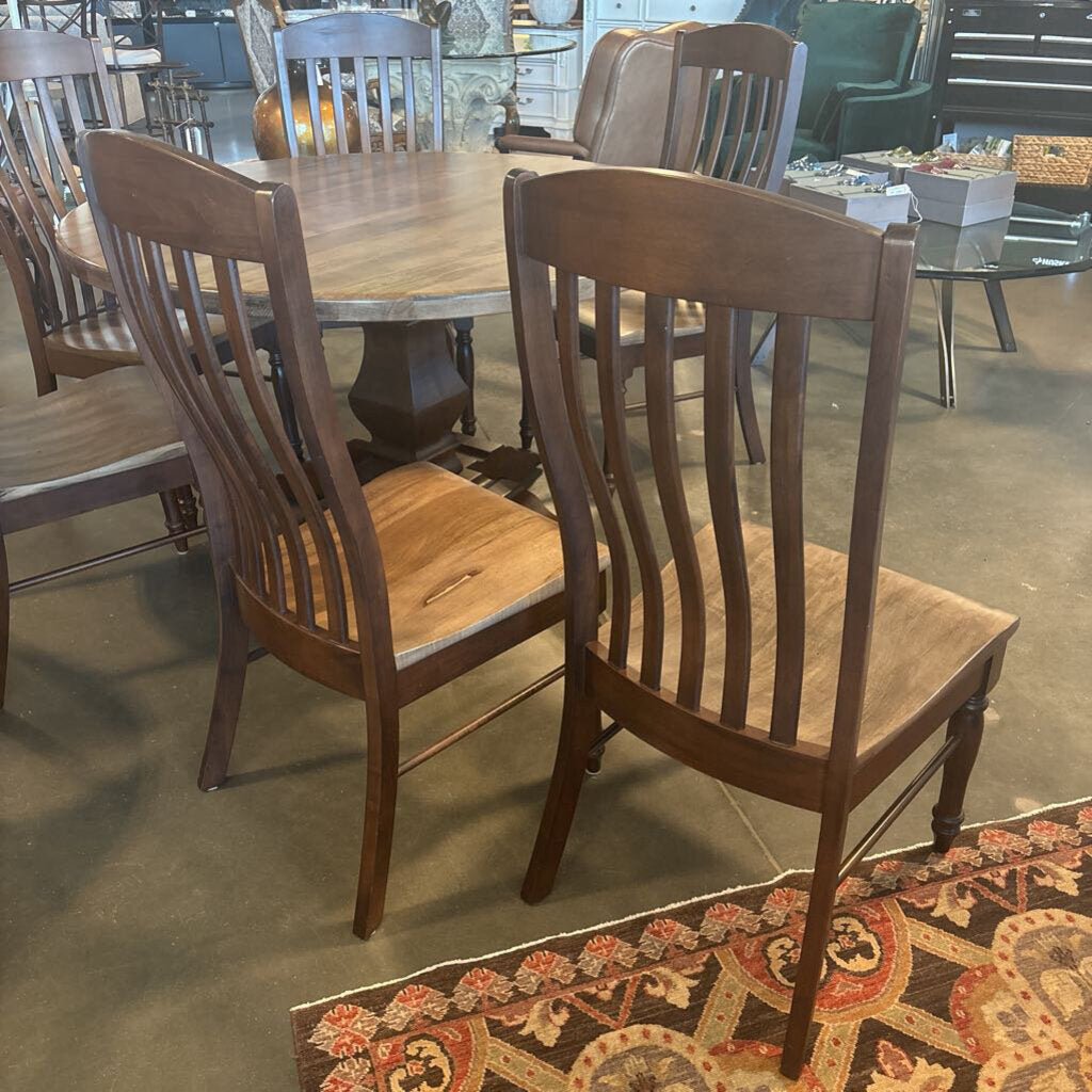 Bassett Holden Round Wood Dining Set W/ 6 Chairs- 54"