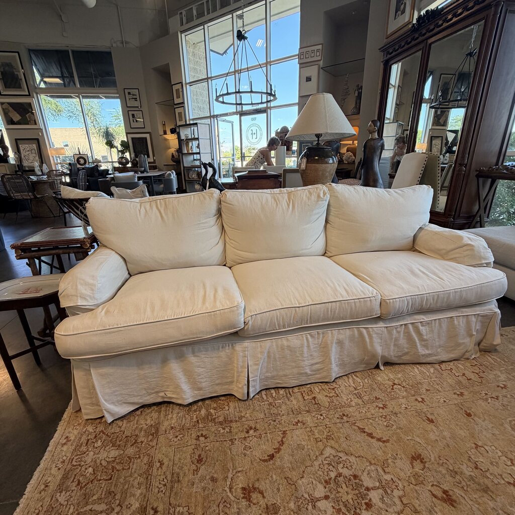 Clyde Pearson Slip Covered Cream Sofa- 85X36X30H