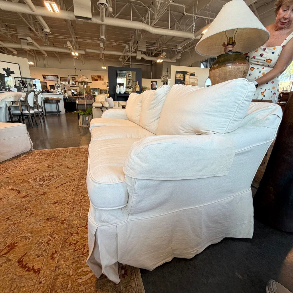 Clyde Pearson Slip Covered Cream Sofa- 85X36X30H