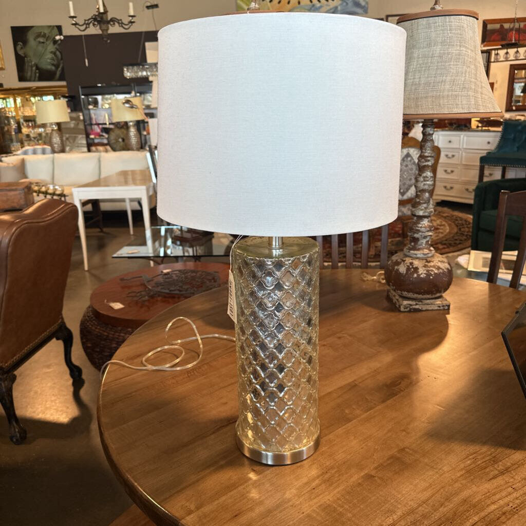 Mercury Glass Lamp W/ Quatrofoil Design- 15X15X29H