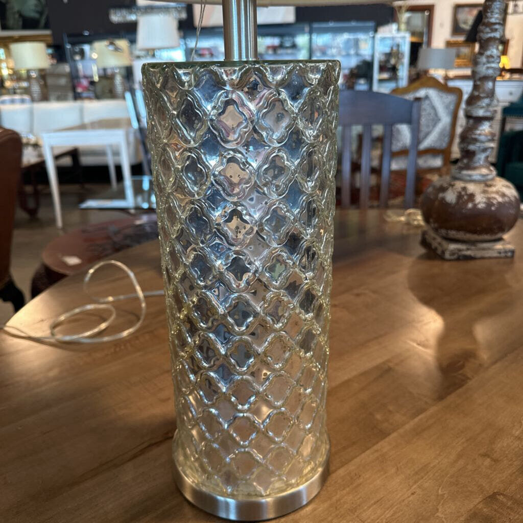 Mercury Glass Lamp W/ Quatrofoil Design- 15X15X29H