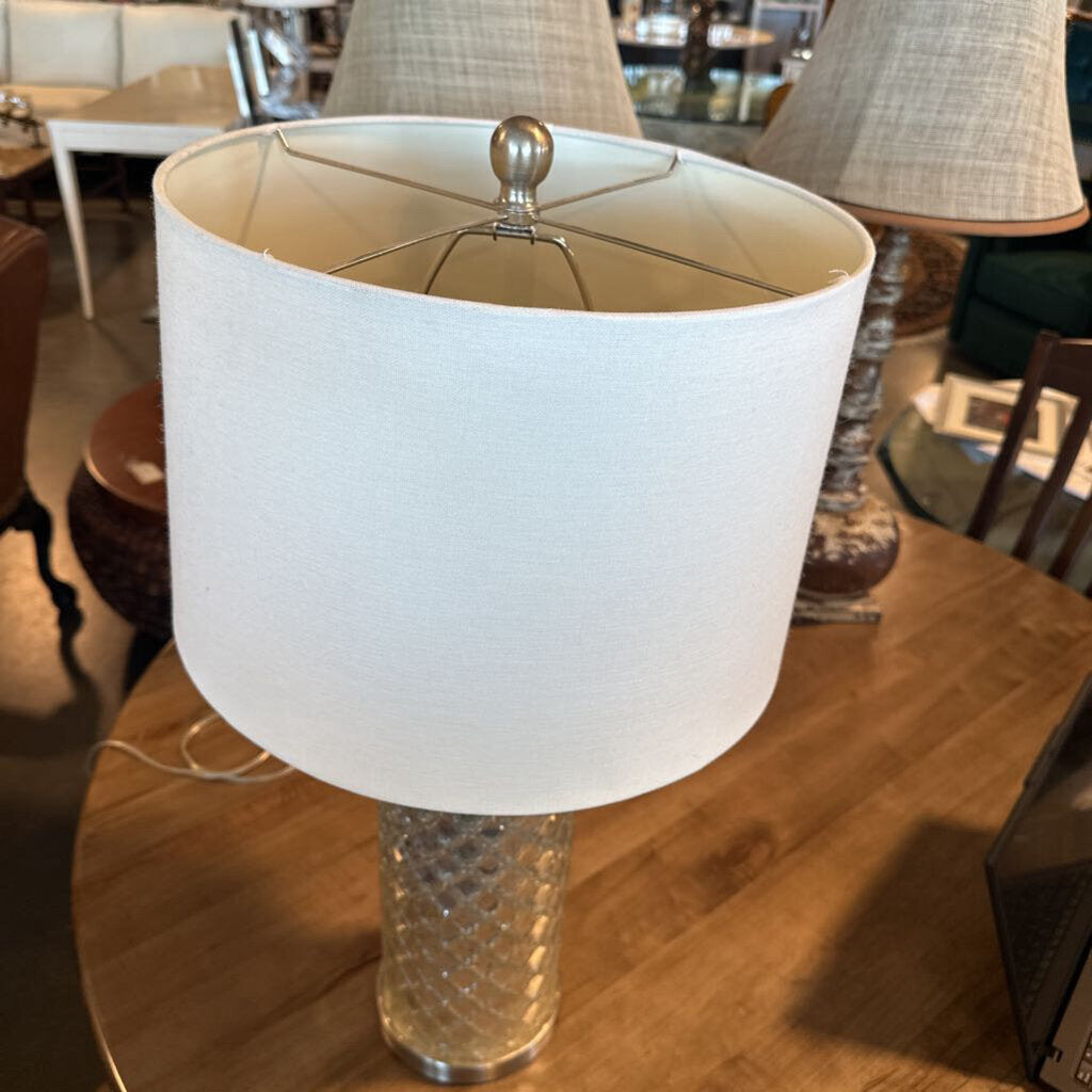 Mercury Glass Lamp W/ Quatrofoil Design- 15X15X29H