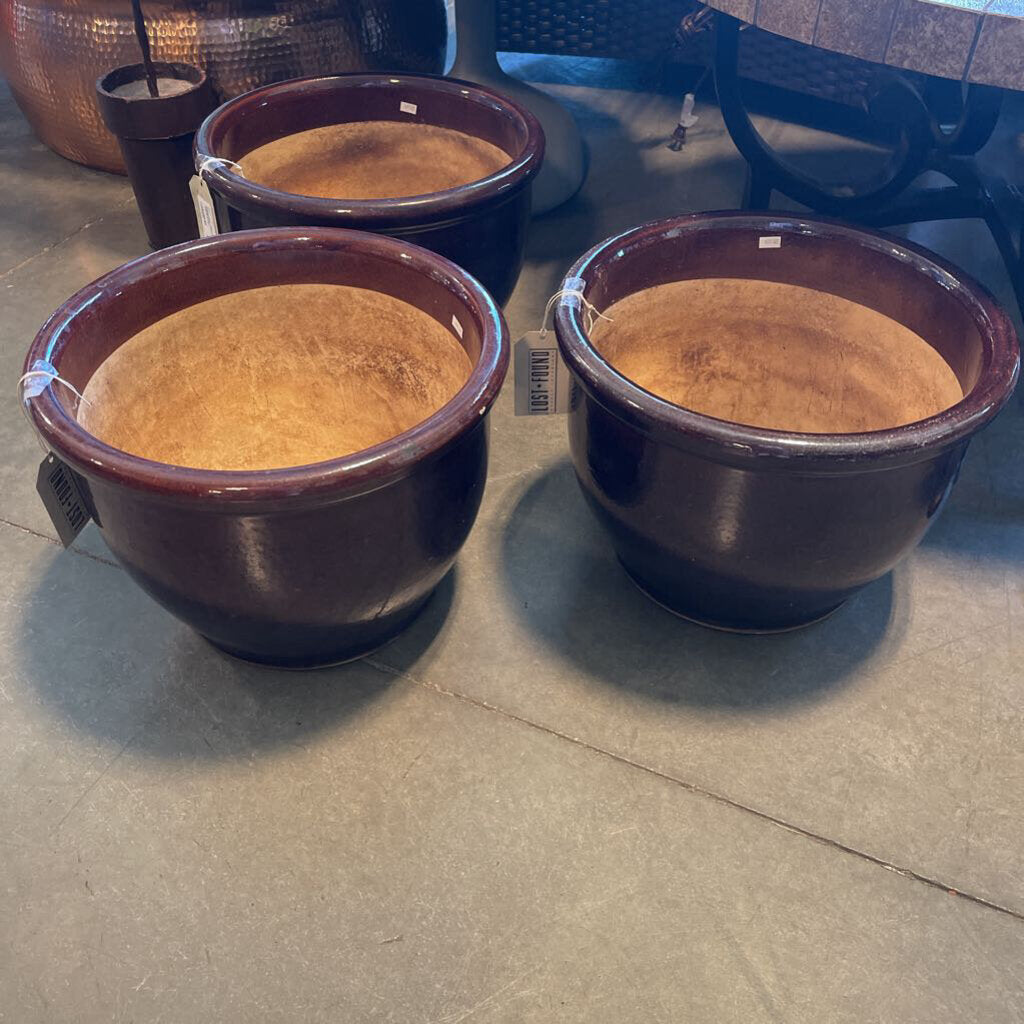 Eggplant Glazed Pot- 15X15X11H