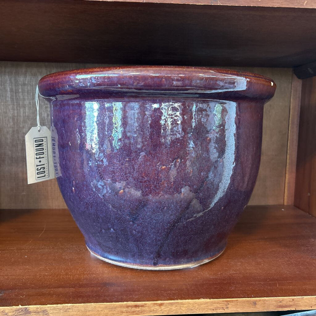 Eggplant Glazed Pot- 15X15X11H