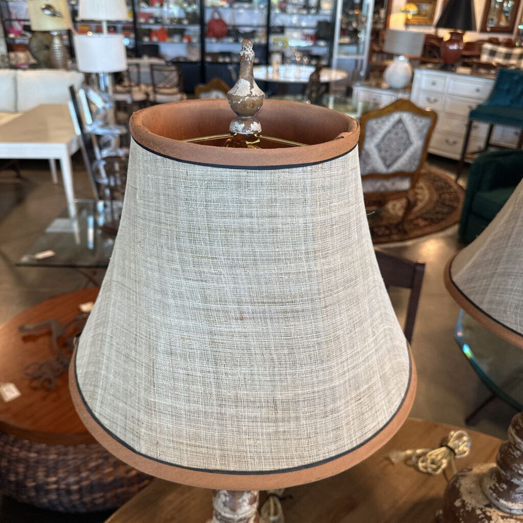 Bouteille Distressed Lamp W/ Linen Shade-Pair-15X15X35H