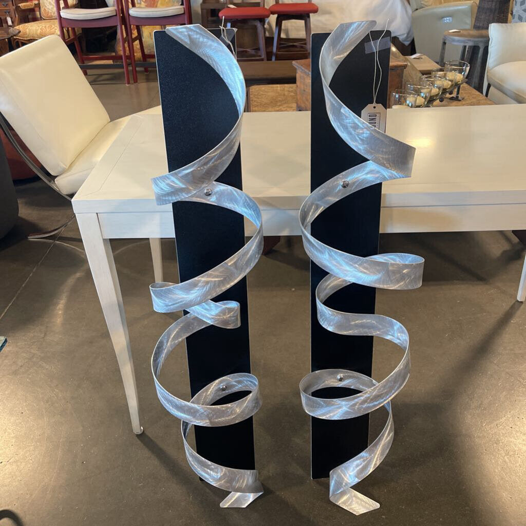 Jon Allen Metal Ribbon Twist Wall Sculpture- 12X6X44H