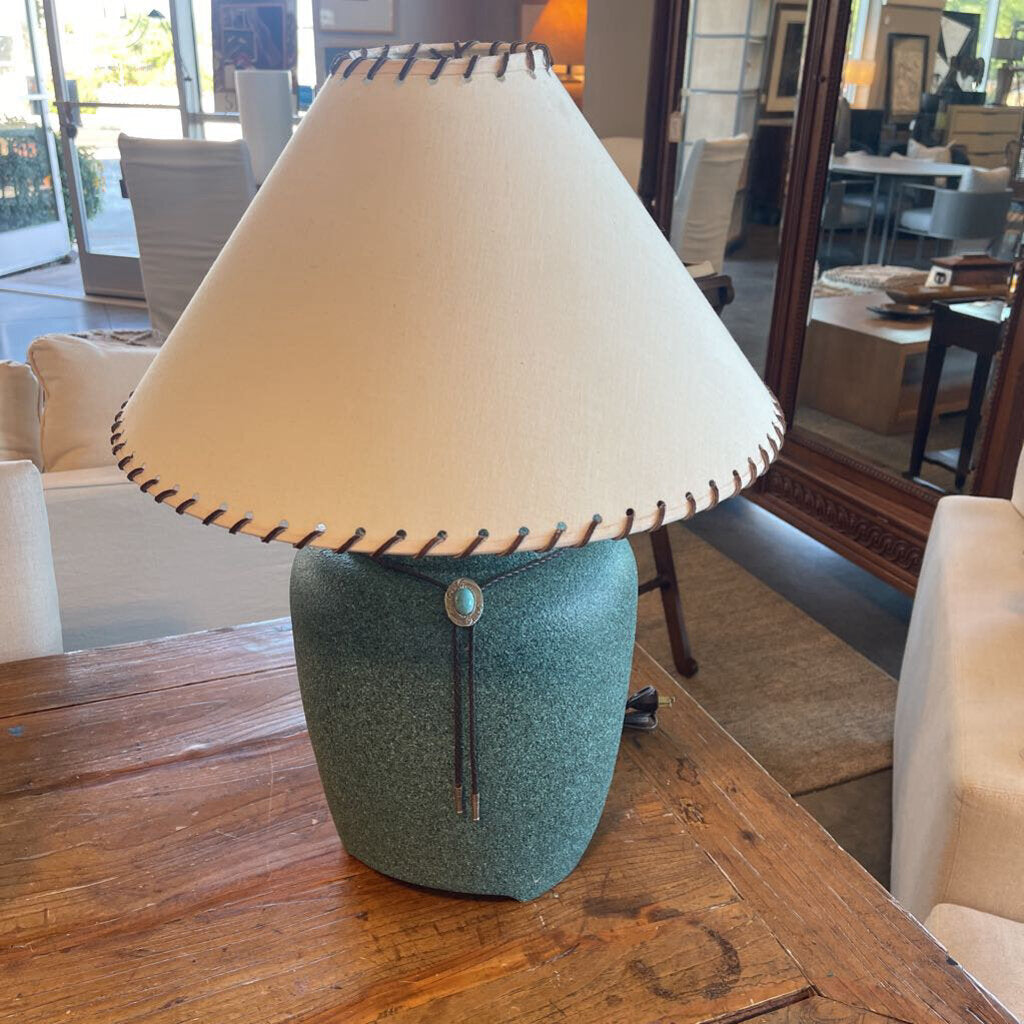 Texture Turquoise Lamp W/ Turquoise Bolo Tie- 18X18X24H