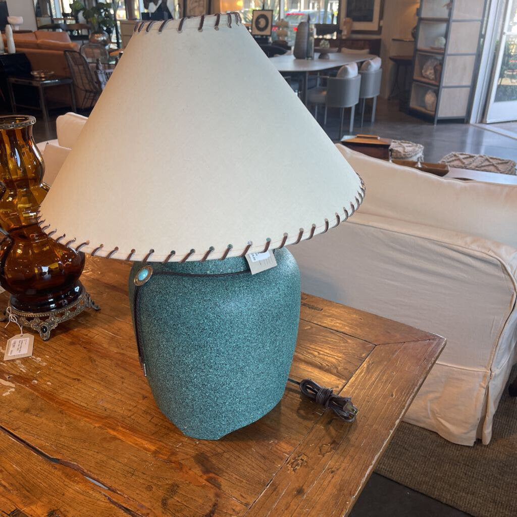 Texture Turquoise Lamp W/ Turquoise Bolo Tie- 18X18X24H