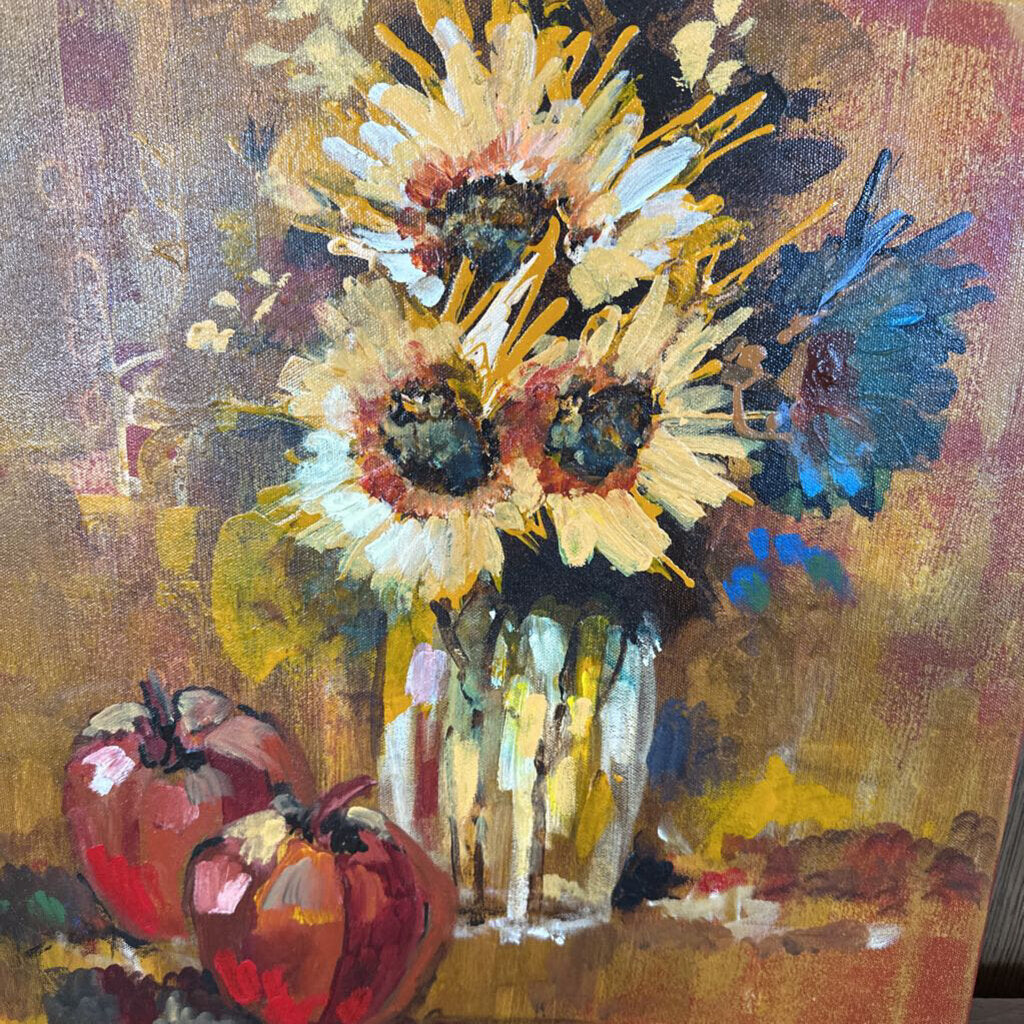Jack Rickard Original Sunflower Still Life Art on Canvas - 20x20