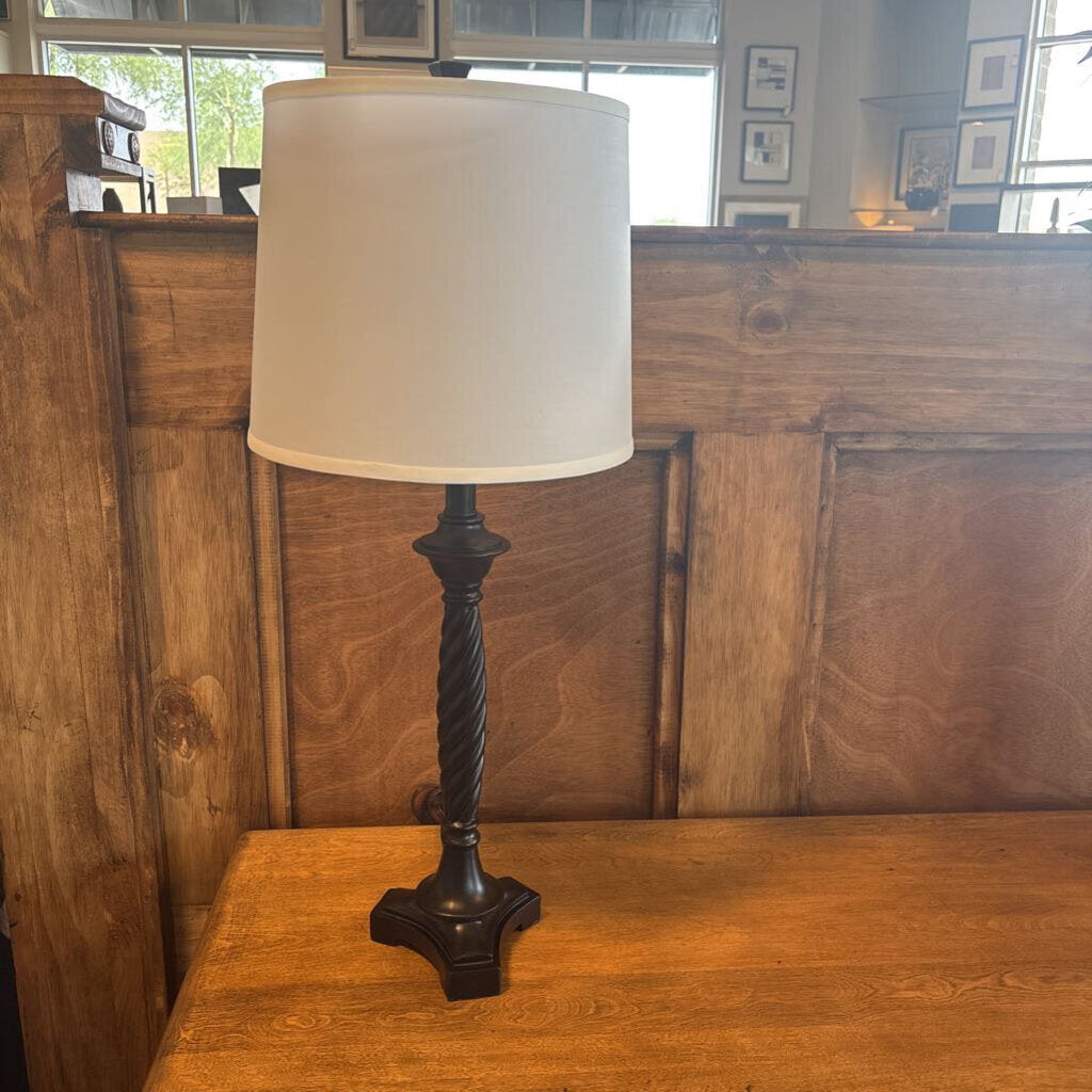 Black Barley Twist Lamp W/ White Shade- 30H