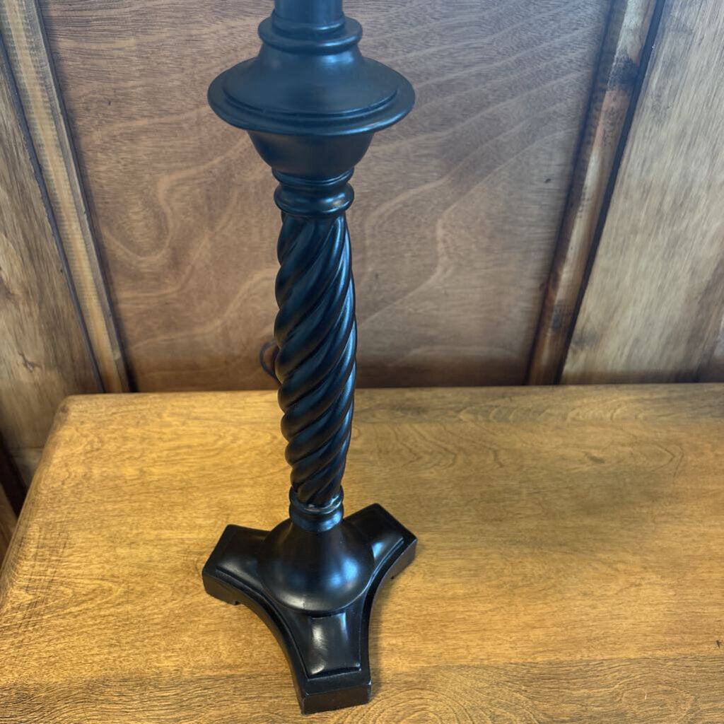 Black Barley Twist Lamp W/ White Shade- 30H