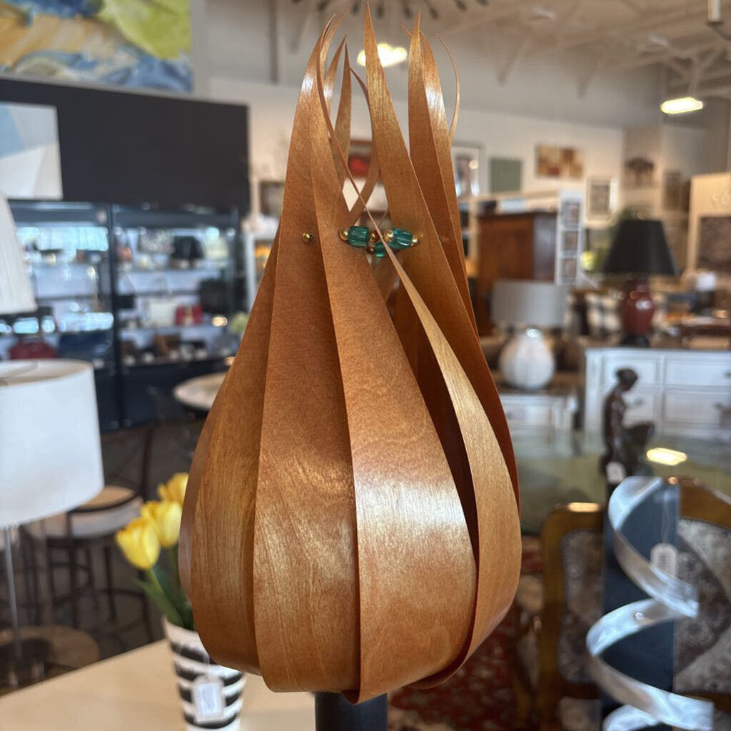 J.C. Siegler (?) Hand Made Lamp W/ Wood Flower Top- 27H