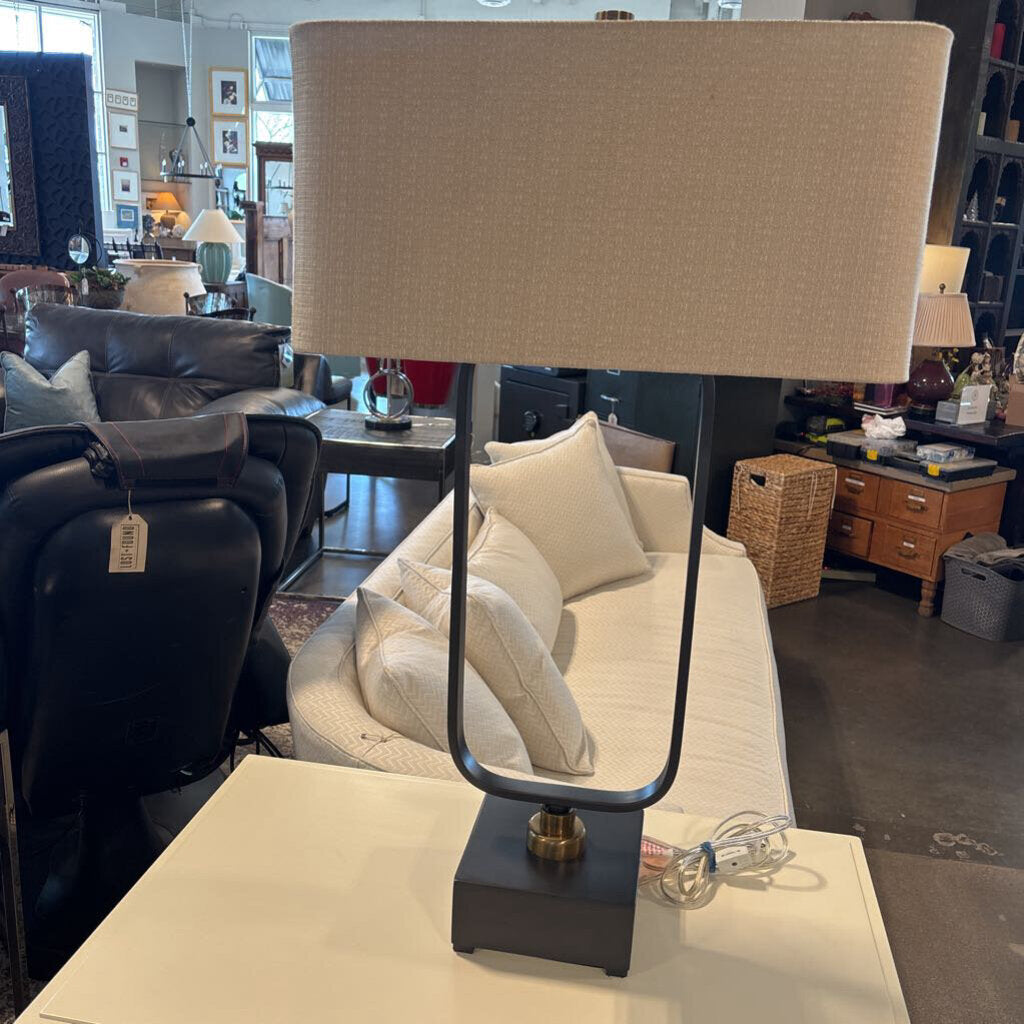 Iron Lamp W/ Rectangular Metal Design- 19X9.5X32.H
