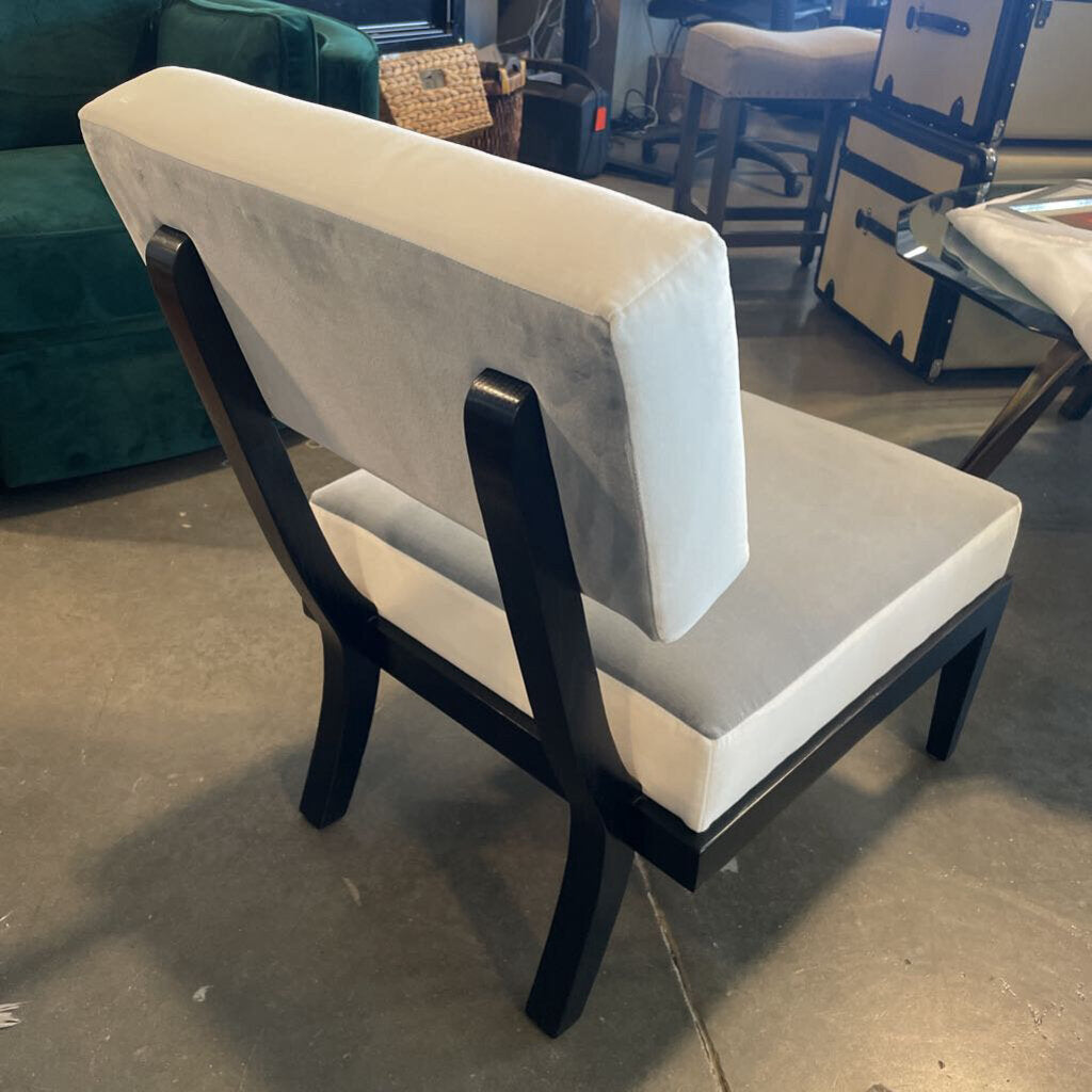 CB2 Otello Grey & White Velvet Chair - 21X25X30H