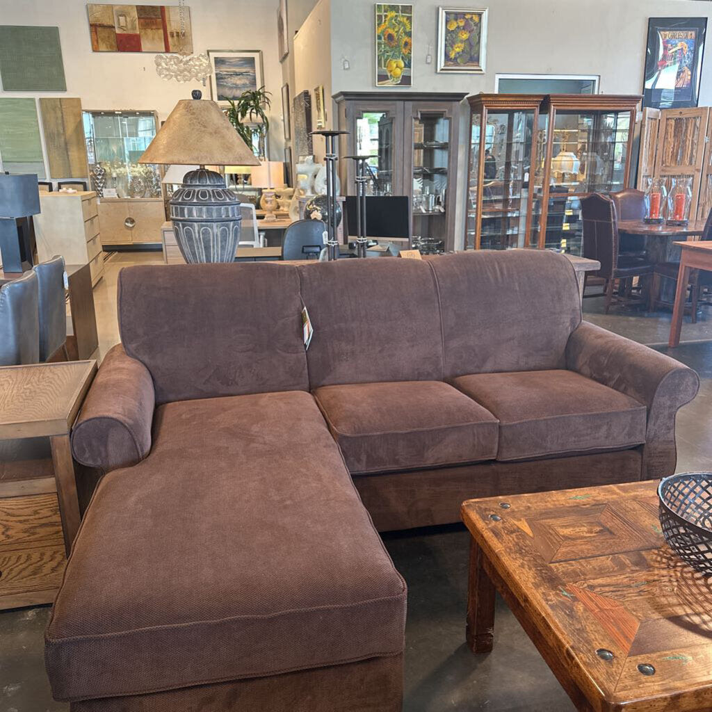 La-Z-Boy Chocolate Brown Sofa W/ Chaise- 90X69X39H