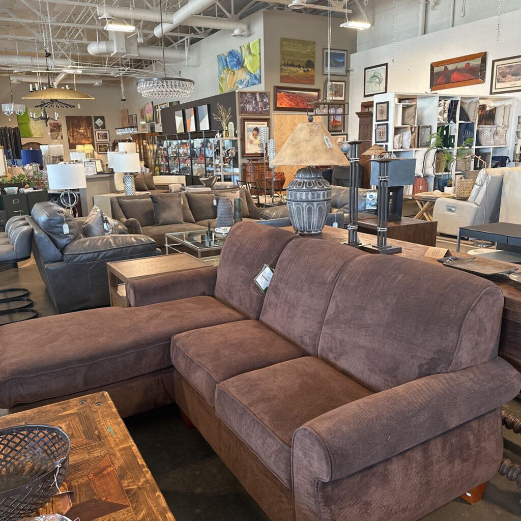 La-Z-Boy Chocolate Brown Sofa W/ Chaise- 90X69X39H