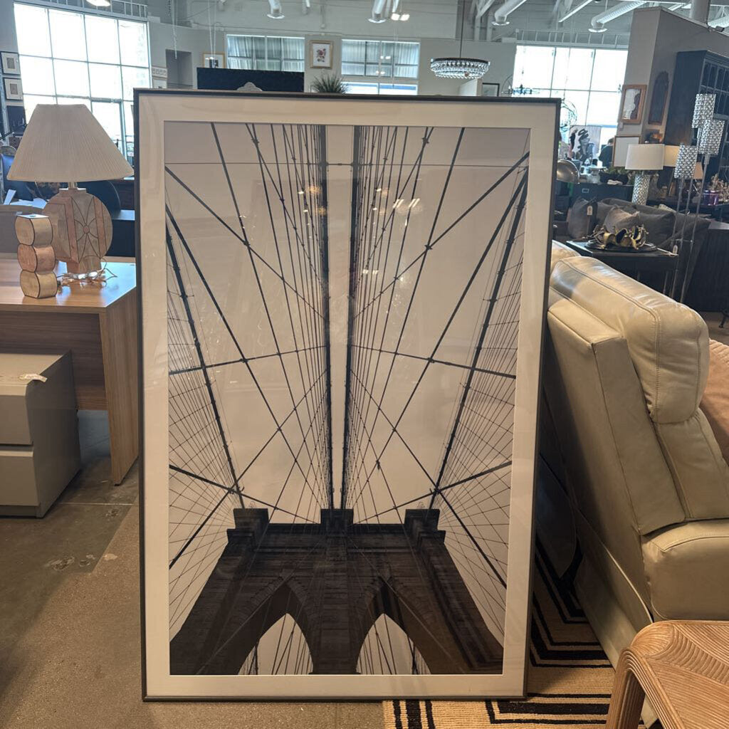 Brooklyn Bridge B&W Framed Print - 36X54H