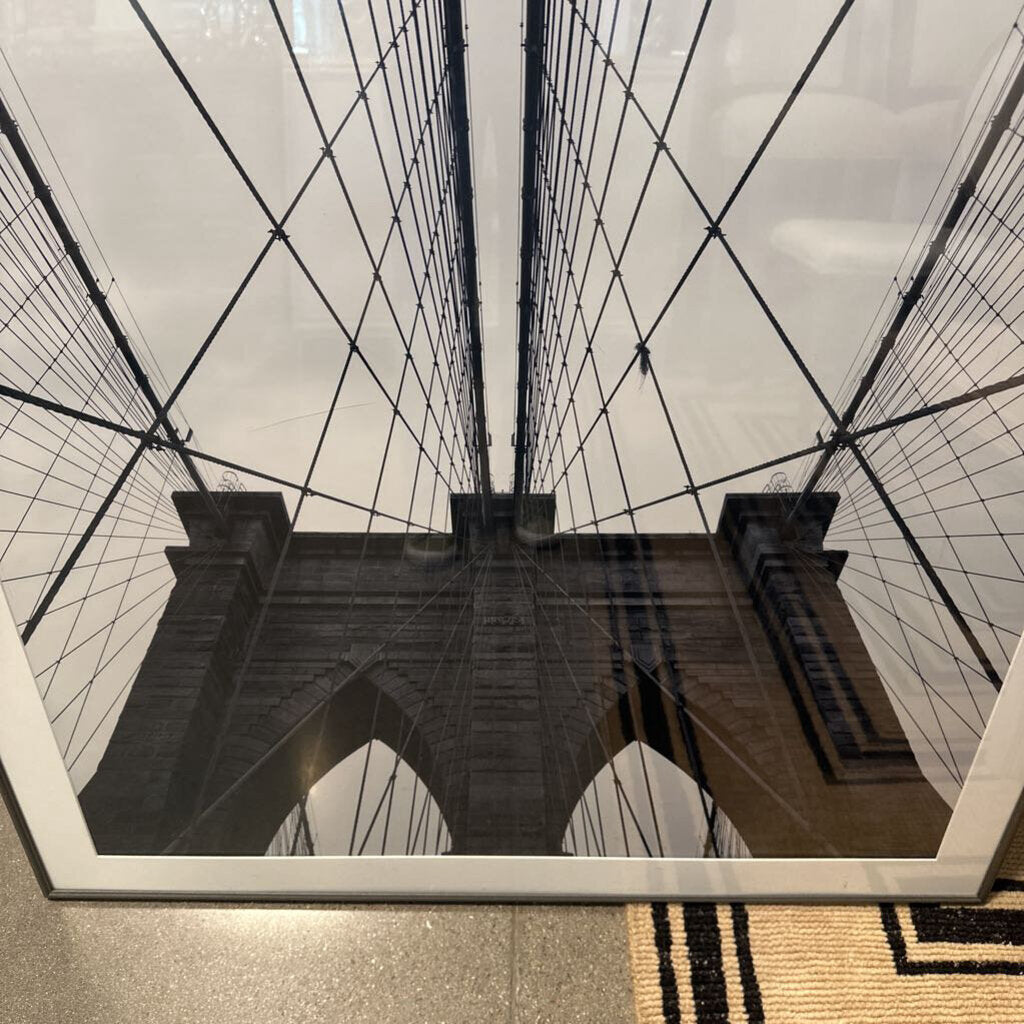 Brooklyn Bridge B&W Framed Print - 36X54H