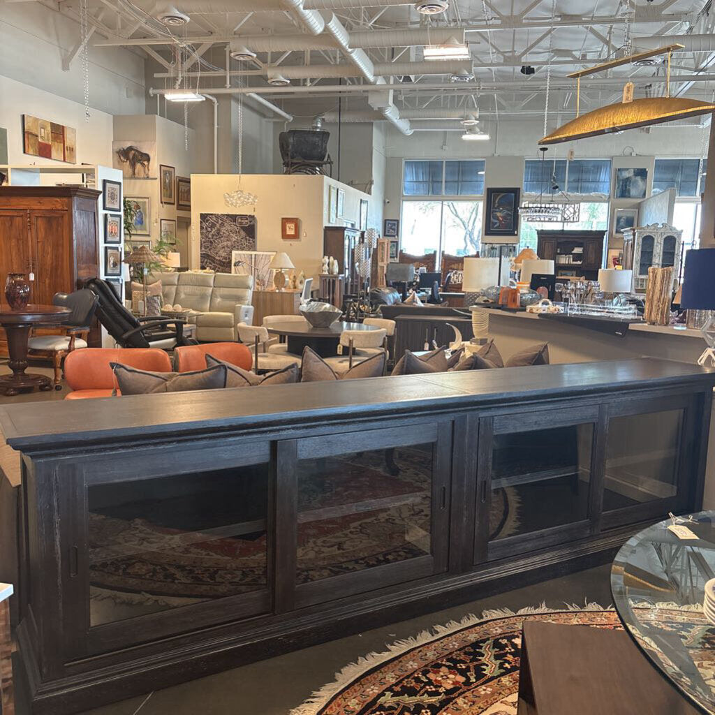 Bassett Media Console W/4 Sliding Glass Panels- 135X21X36H