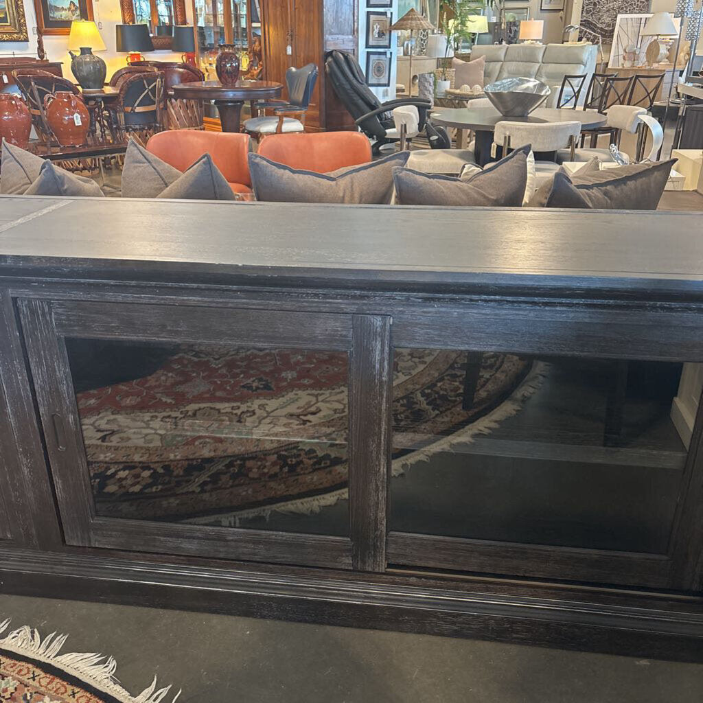 Bassett Media Console W/4 Sliding Glass Panels- 135X21X36H