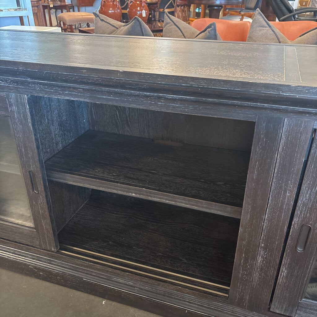 Bassett Media Console W/4 Sliding Glass Panels- 135X21X36H
