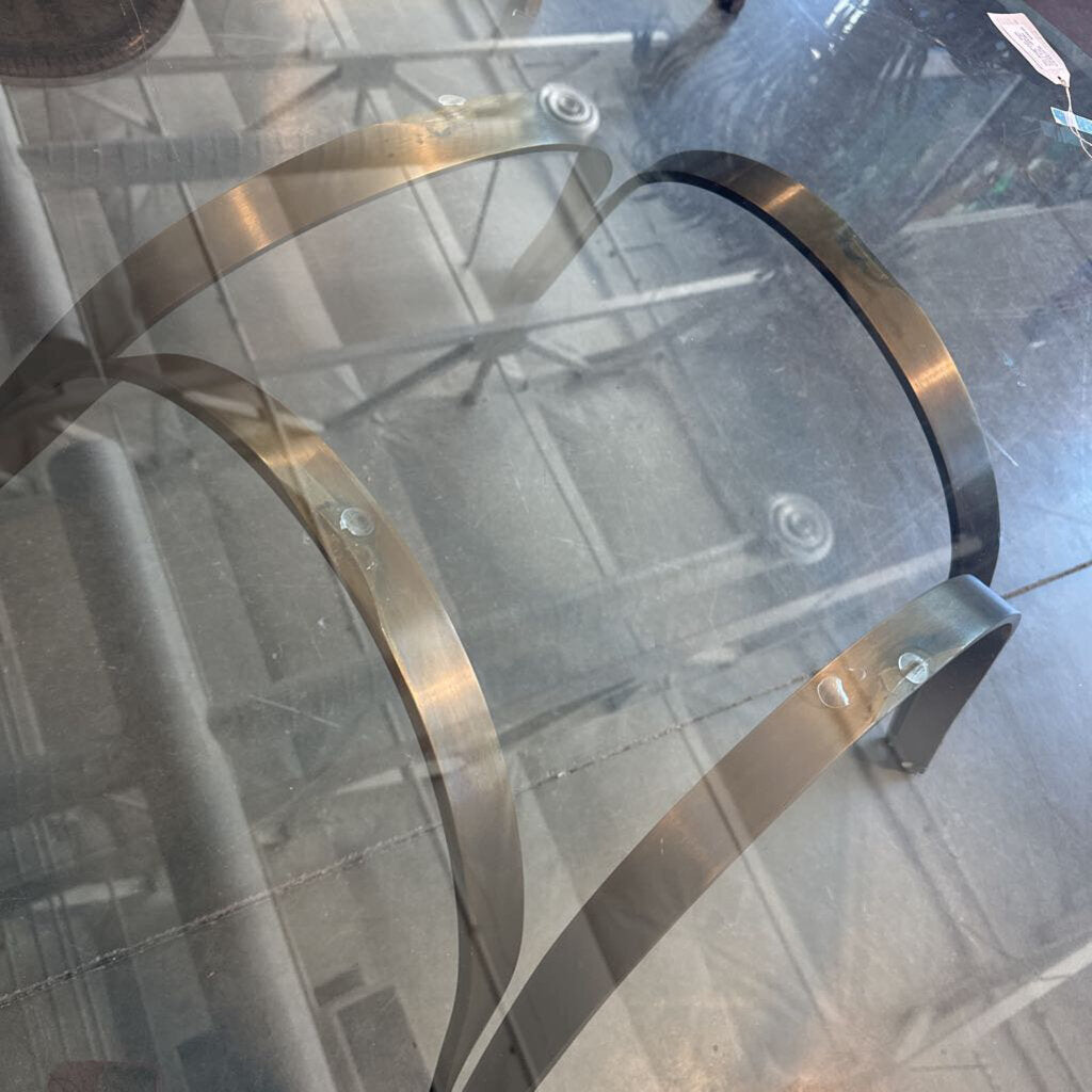 Milo Baughman Style Iron Coffee Table W/ Glass Top - 48X18H