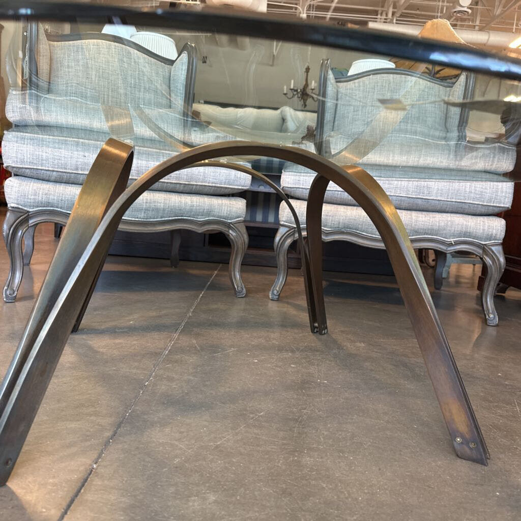 Milo Baughman Style Iron Coffee Table W/ Glass Top - 48X18H
