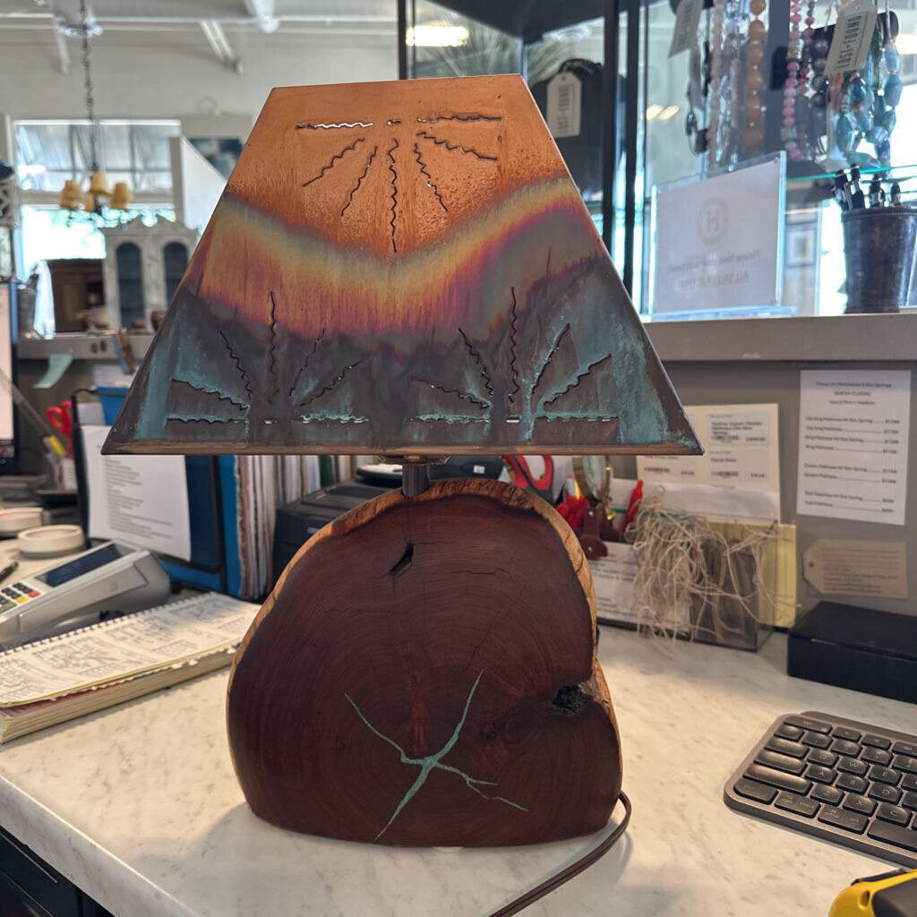 Santa Fe Savvy Mesquite Lamp W/ Inlay - 12X7X17H