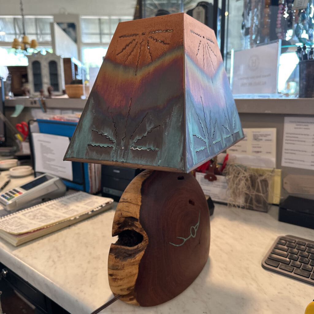 Santa Fe Savvy Mesquite Lamp W/ Inlay - 12X7X17H