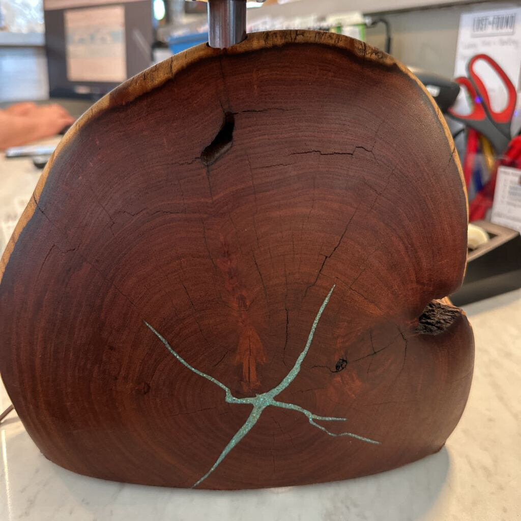 Santa Fe Savvy Mesquite Lamp W/ Inlay - 12X7X17H