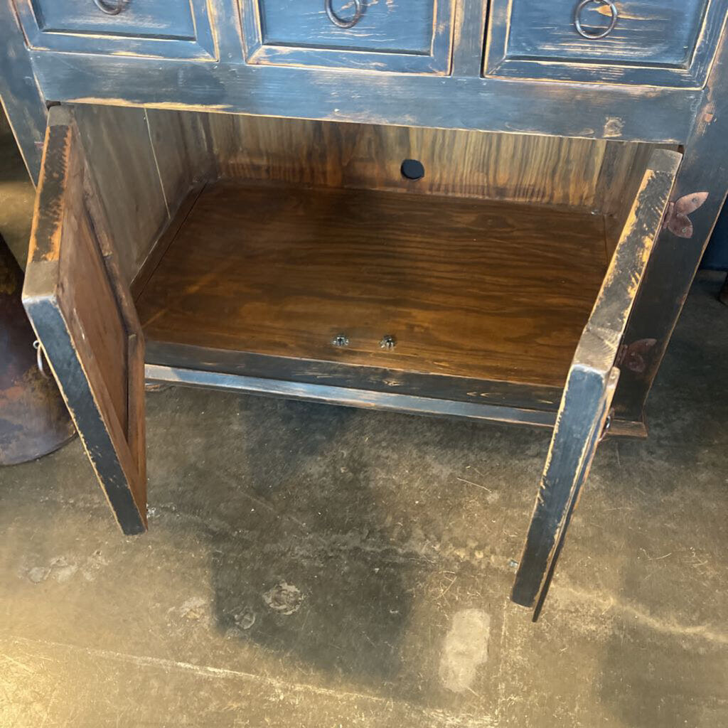 Black Distressed Dome Top Armoire - 42X24X78.5H