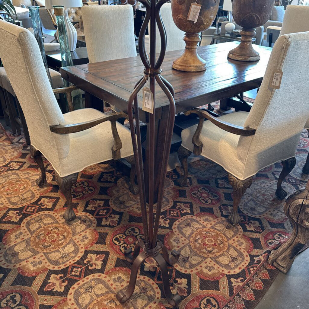 Wrought Iron Floor Lamp W/ Rawhide Shade- 21X23X65