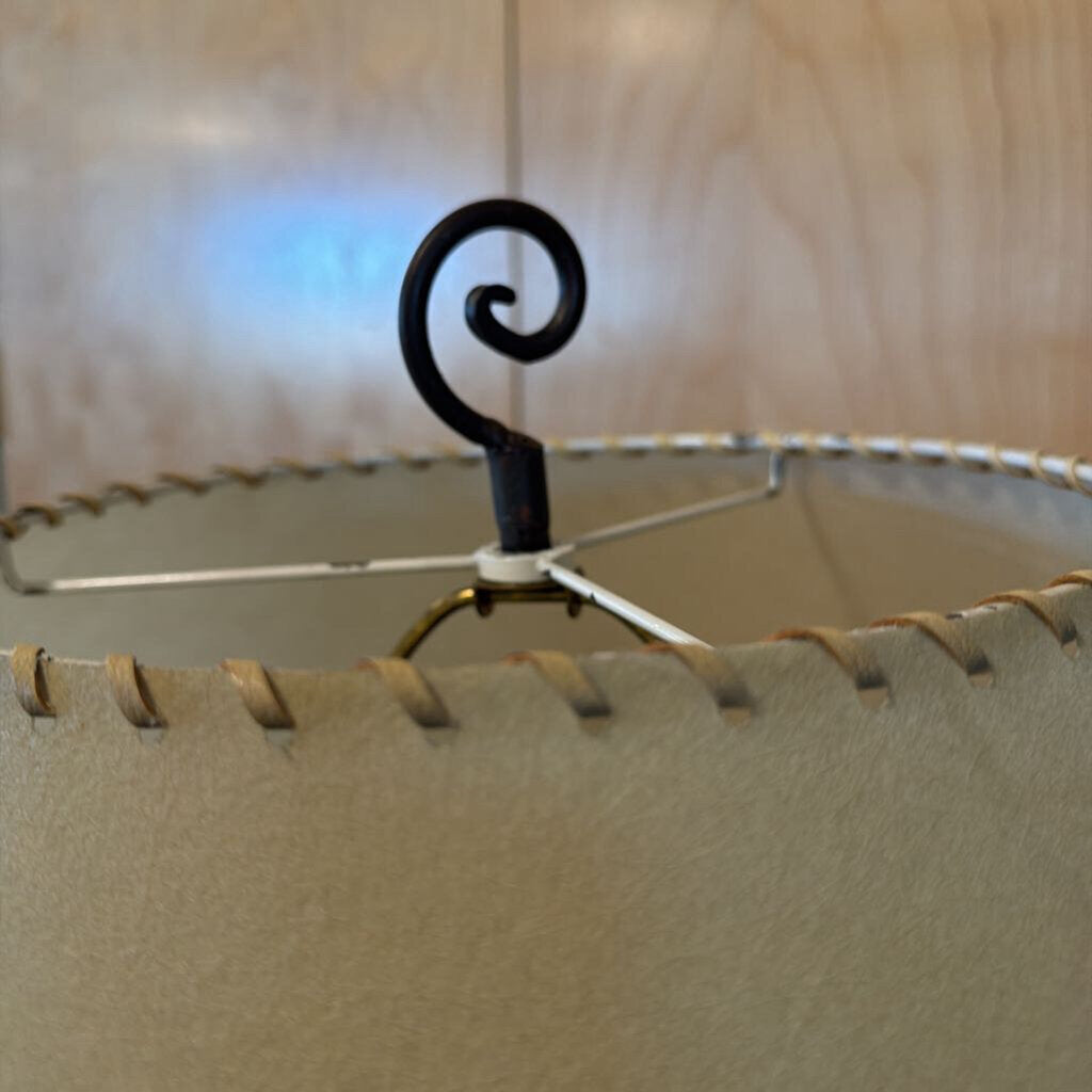 Wrought Iron Floor Lamp W/ Paper Shade- 21X23X65