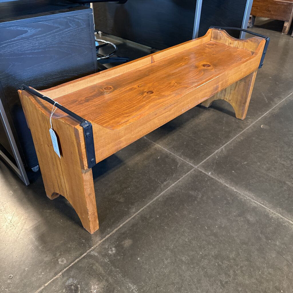 Rustic Wood & Iron Bench- 42X12X18