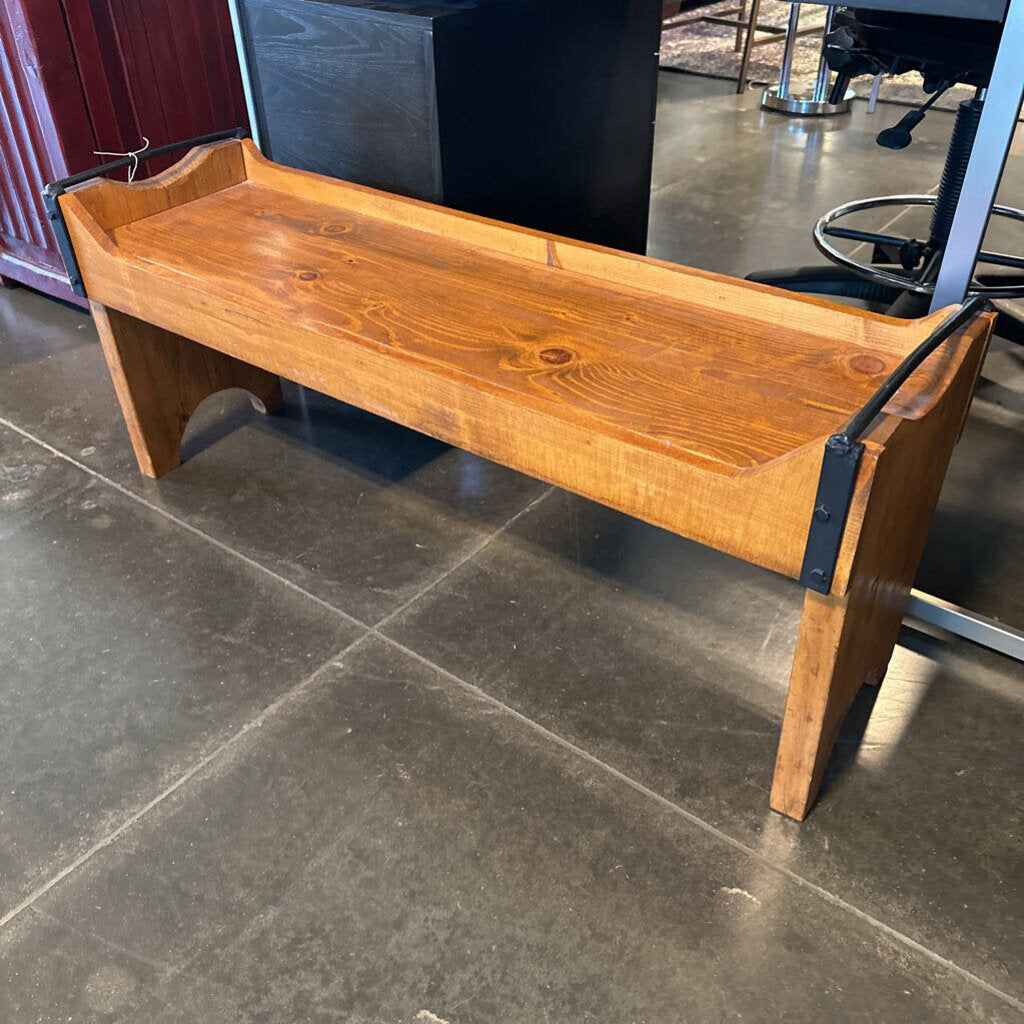 Rustic Wood & Iron Bench- 42X12X18