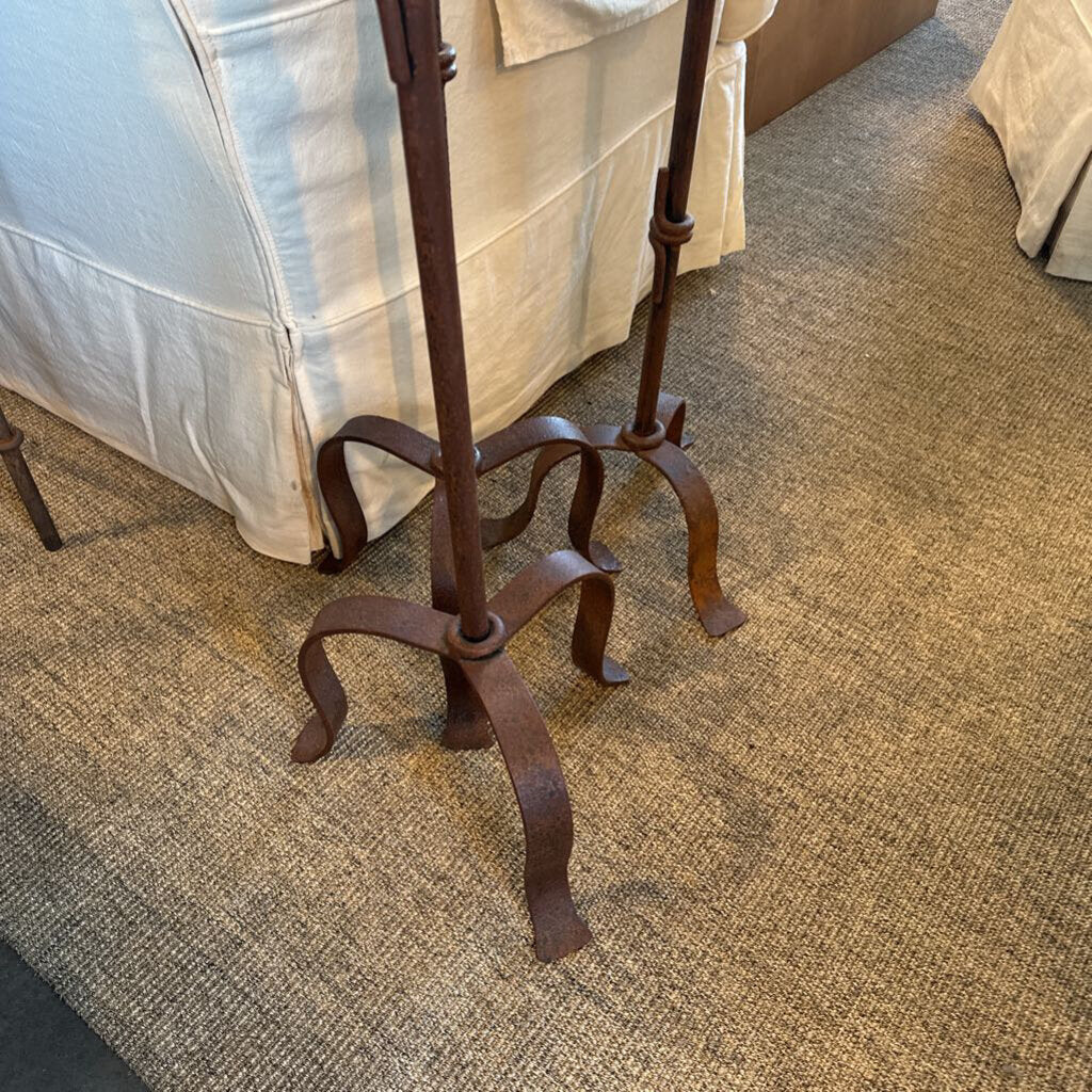 Wrought Iron Floor Candlesticks W/ Candles - Set of 3 - 27.5X39.5X50.5
