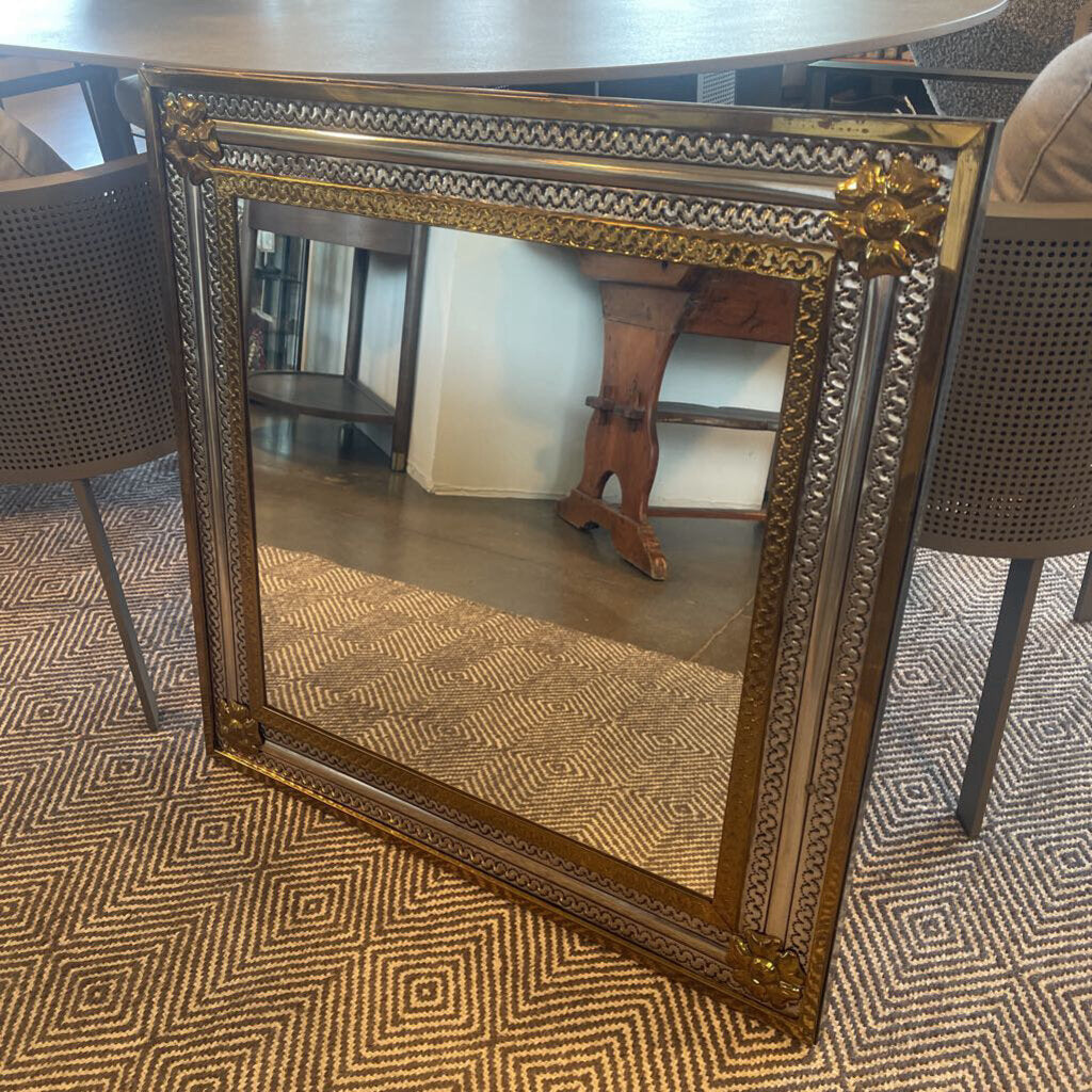 Tin Embossed "Gold & Silver" Mexican Mirror- 30X1.5X30