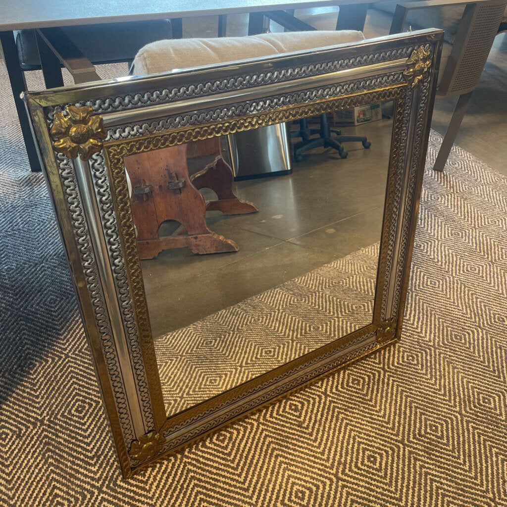 Tin Embossed "Gold & Silver" Mexican Mirror- 30X1.5X30