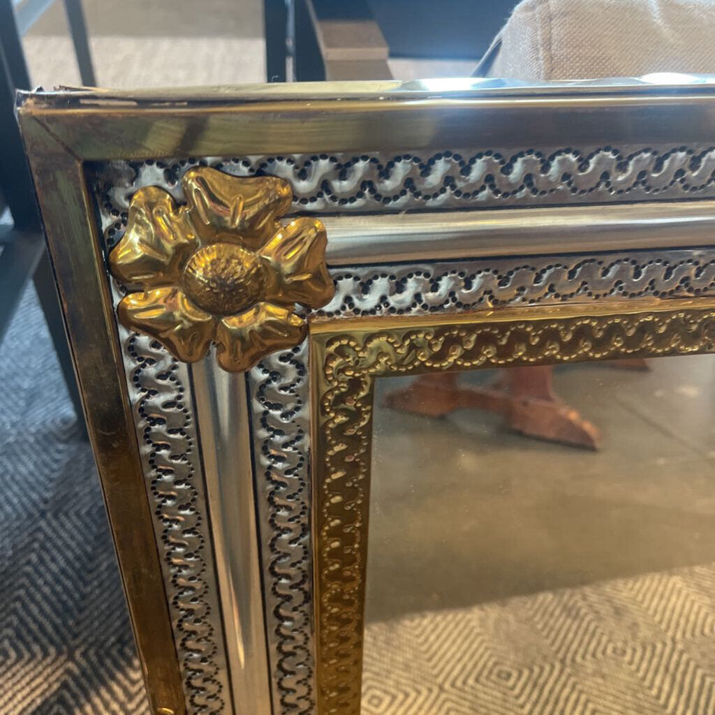 Tin Embossed "Gold & Silver" Mexican Mirror- 30X1.5X30