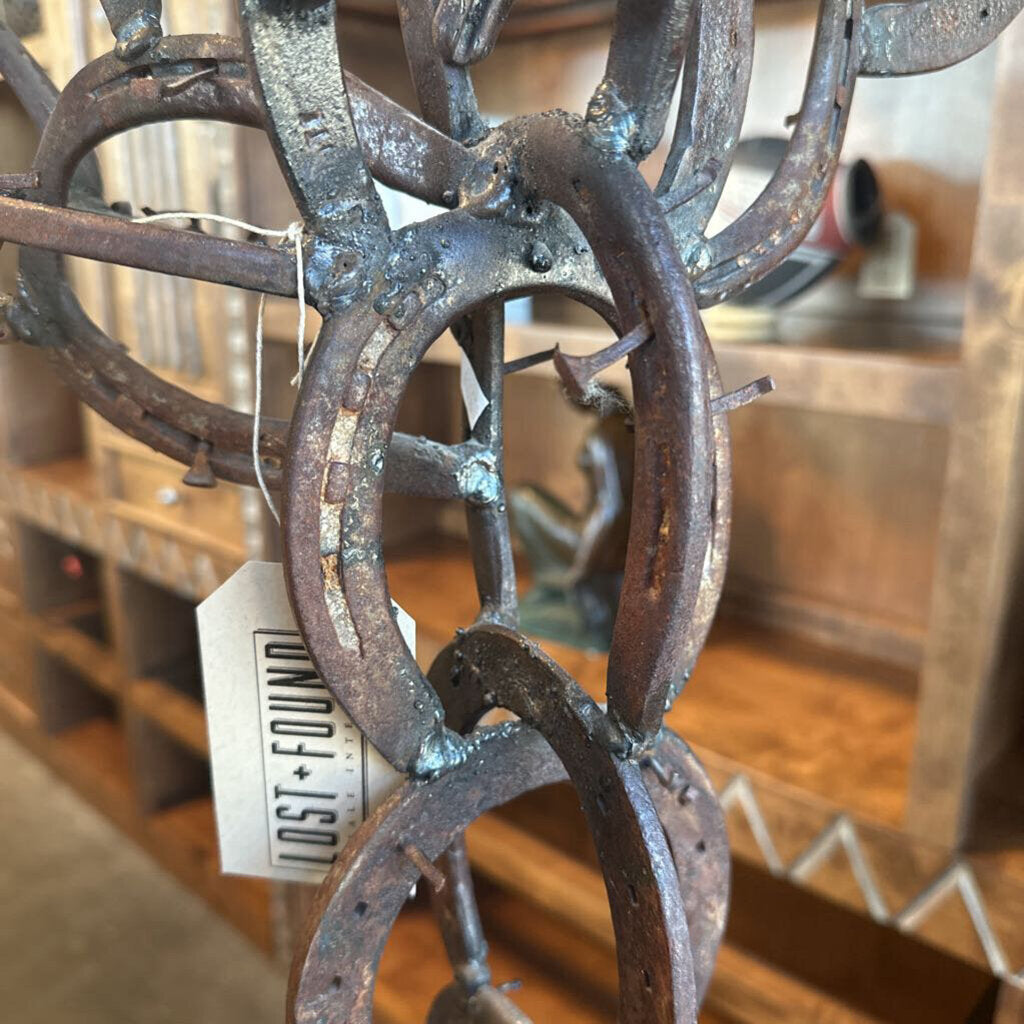 Iron Horseshoe Saguaro Cactus Statue- 20X20X78