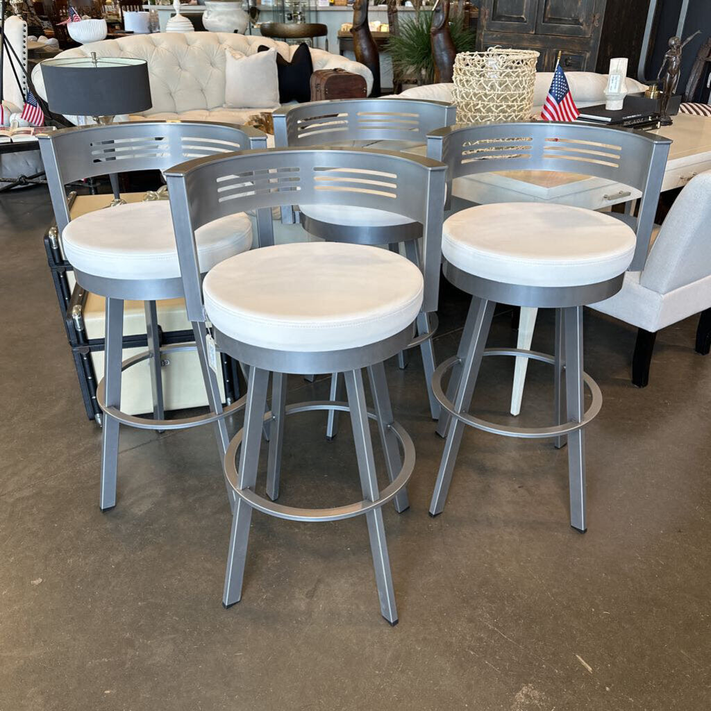 Amisco Metal & Leather Swivel Barstool - Set of 4 - 21.5X19X37.5